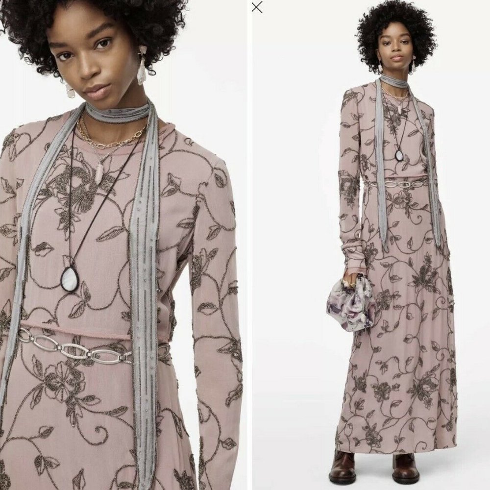 ZARA LIMITED EDITION LONG DRESS WITH APPLIQUÉS - Picture 6 of 16